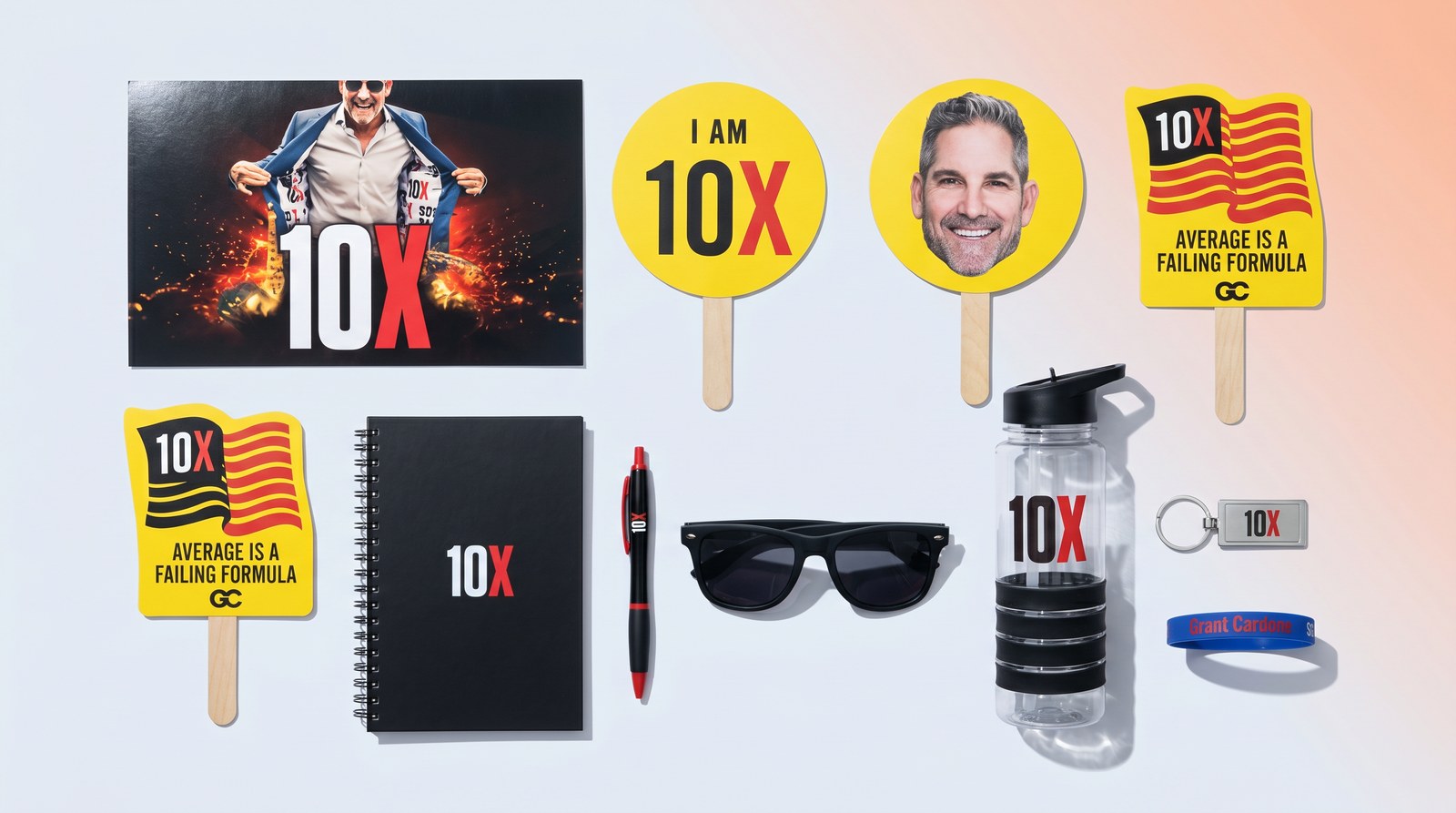 Grant Cardone 10X — Delivered 10,000+ premium 15-piece swag kits in two weeks for the 10X Unbreakable Program launch.